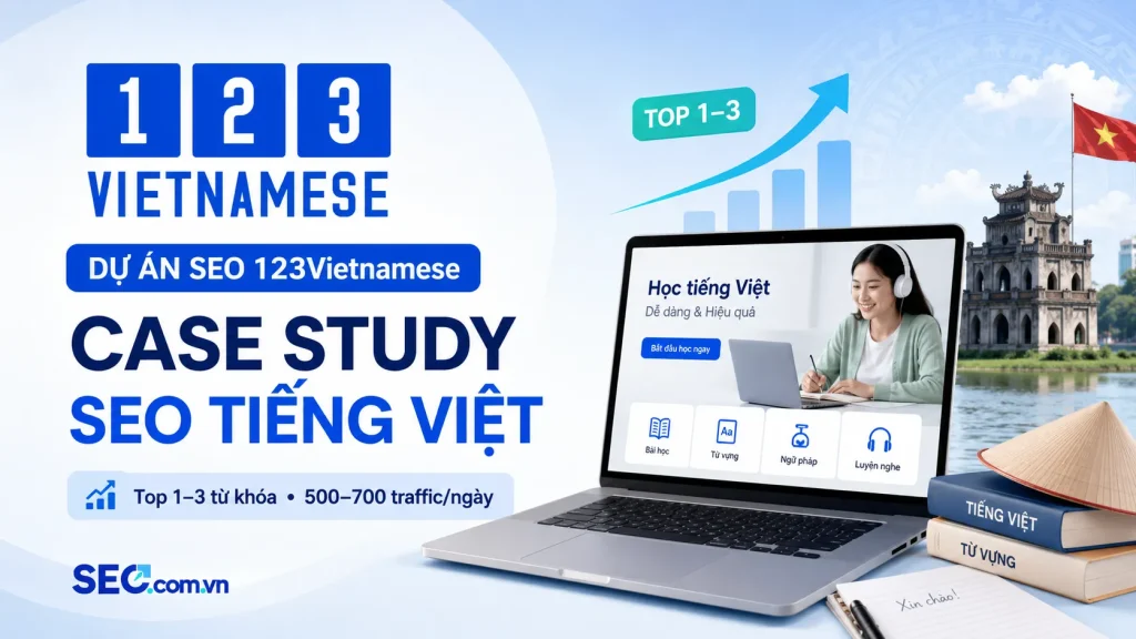 Case Study SEO 123Vietnamese – Đưa dự án dạy tiếng Việt lên Top 1–3